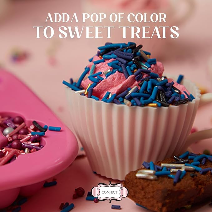 Sprinkles - Confect Sprinkles for Cakes & Cupcakes Decoration Assorted pack of 5 Rainbow Disco Ball Mashup Sprinkles Mix Teal, Champagne Gold, Pink, White, & Red Gragees - 3.5 Oz