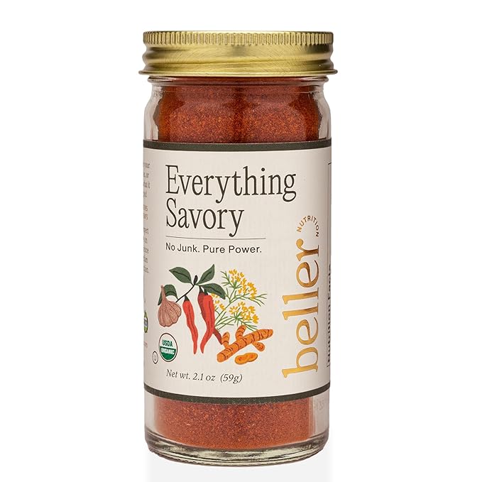 Beller Nutrition Everything Savory Organic Paprika Powder Spice Blend Seasoning | 1.4 oz | Sweet Ground Paprika with Ground Cumin Powder, Turmeric, & Cayenne | Use as Spicy Seasoning, Rib Rub & More