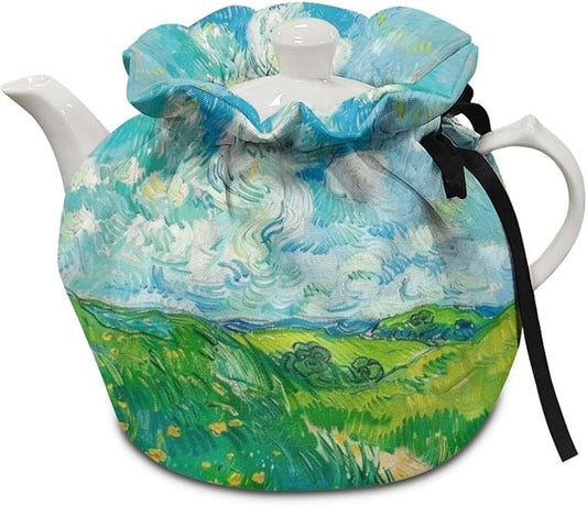 Van Gogh Wheatfield Tea Cozy for Teapot Kettle Dust Cover Large Tea Cosy Insulation and Keep Warm Portable Easy to Clean Kettle Protective Suitable for Kitchens Hotels or Cafes