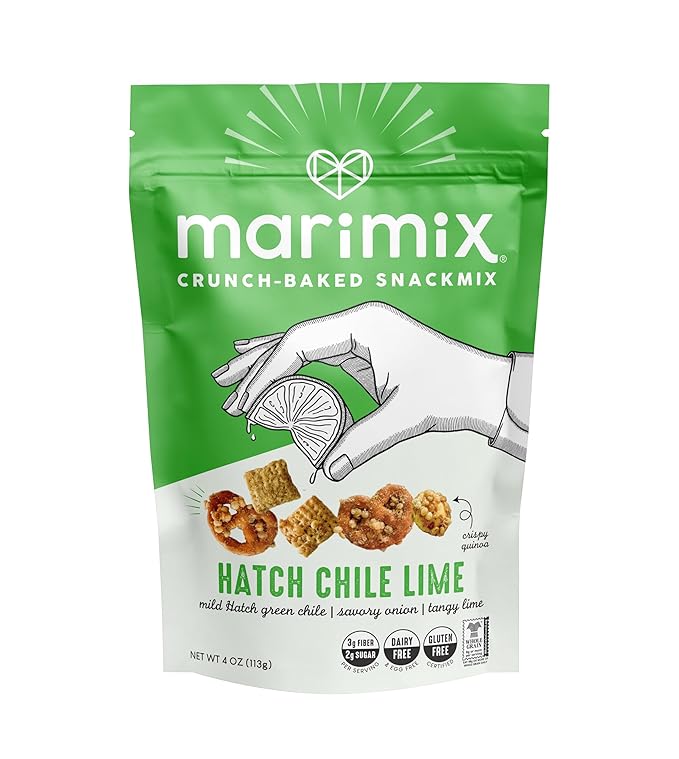Marimix Snack Mix | Hatch Chili Lime 2 Pack | Crunch Baked Sweet & Salty Savory Plant Based Naturally Gluten Free Whole Grain Fiber Charcuterie Pretzel Trail Party Mix | No Artificial Ingredients