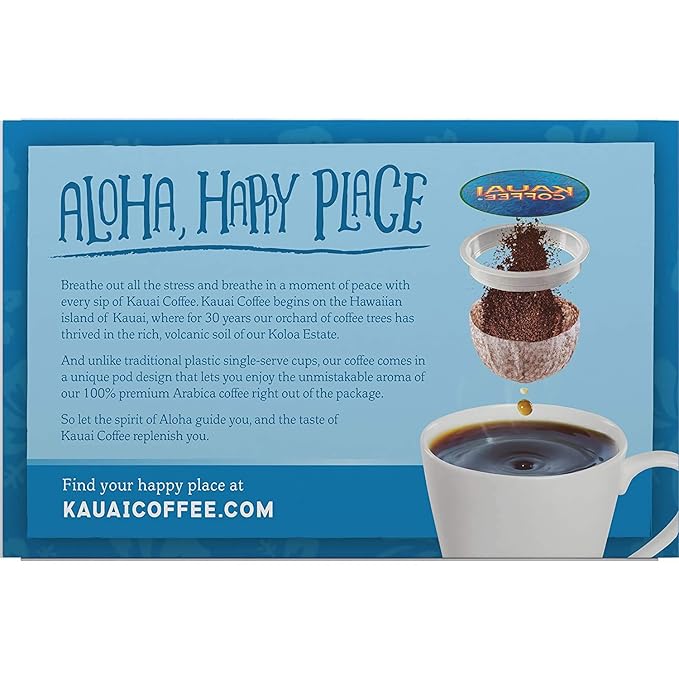 Kauai Coffee Single-Serve Pods, Na Pali Coast Dark Roast - Arabica Coffee from Hawaii’s Largest Coffee Grower, Compatible with Keurig K-Cup Brewers, 12 Count (Pack of 6)