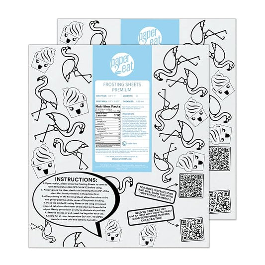 paper2eat Frosting Sheets Premium 8.5“ x 11“ - 48 Count - White Edible Icing Sheets