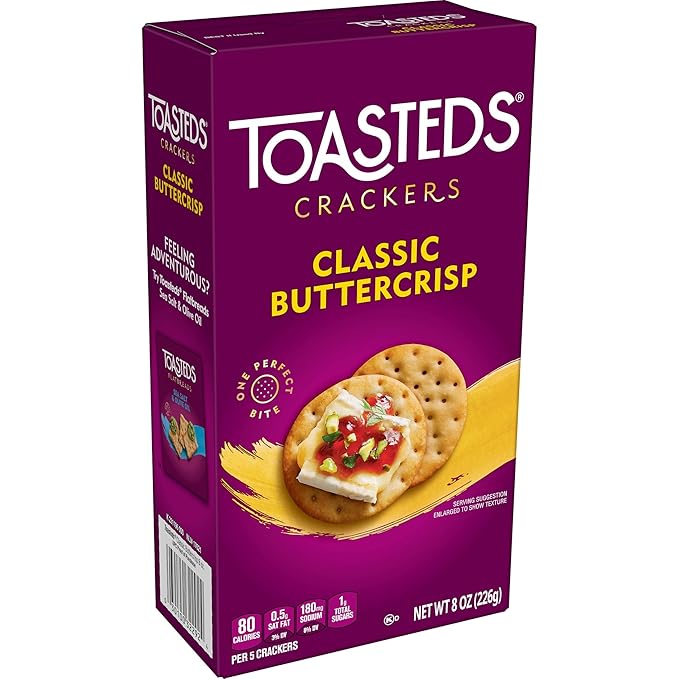 Toasteds Crackers, Party Snacks, Lunch Snacks, Classic Buttercrisp (6 Boxes)