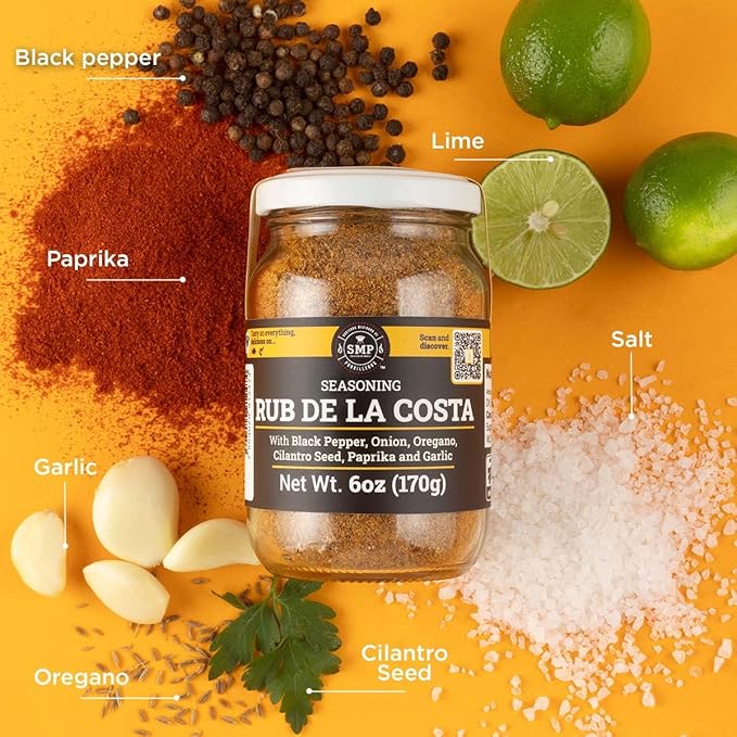 SMP Rub de la Costa: 100% Natural, No Preservatives, Perfect Tangy & Salty Seasoning for Seafood, White Meats, Veggies & Vinaigrettes – For Grill Masters & Home Cooks – 6 oz
