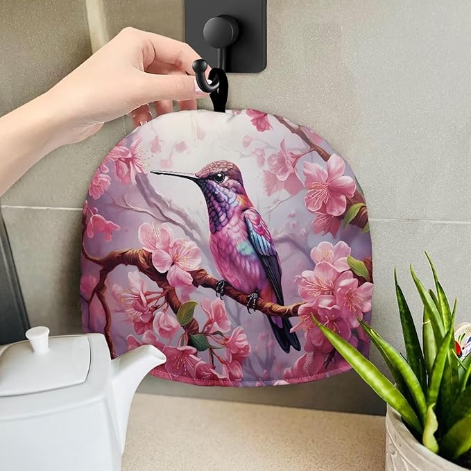 Cherry Blossom Tea Cozy for Teapot Insulated Hummingbird Tea Cozies Tea Kitchen Accessory Pot Cozy Home Decorative Tea Pot Cozy for Women