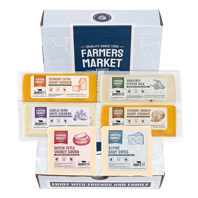 Farmers Market, Gluten Free, Keto, Paleo, Low Sodium, Zero Sugar, Wisconsin Cheese Gift Sets, 6 Count