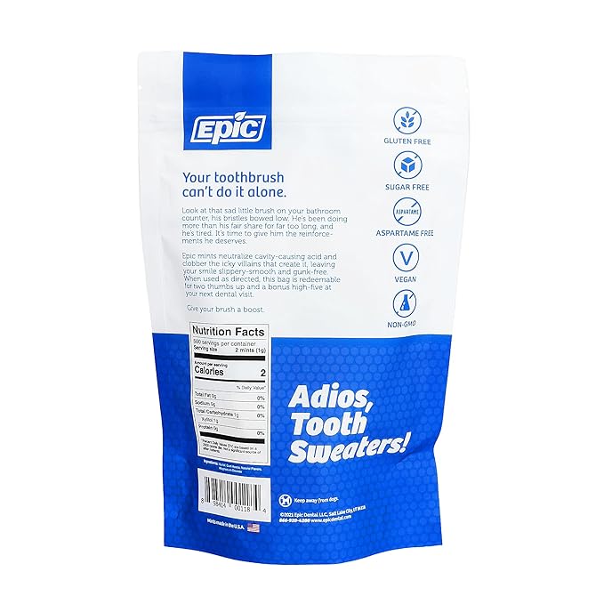 Epic 100% Xylitol Mints - Aspartame Free, Sugar Free - Peppermint Flavored Mints, 1000 Pieces (Pack of 1)