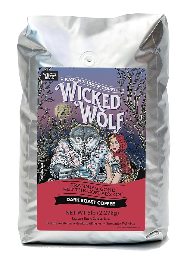 Raven's Brew Coffee - Wicked Wolf - Dark Roast - Full Body of Currant and Spice (Whole Bean, 5 lb)