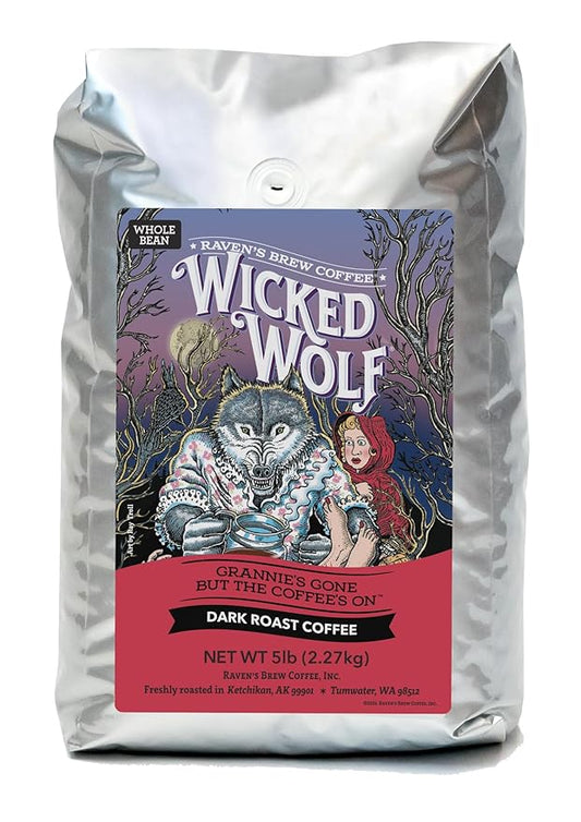 Raven's Brew Coffee - Wicked Wolf - Dark Roast - Full Body of Currant and Spice (Whole Bean, 5 lb)