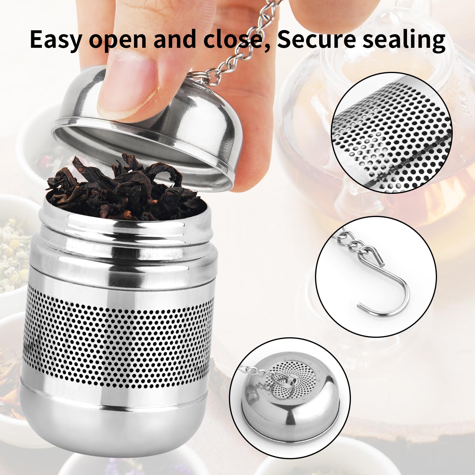 Fri4Free 2PCS Fine Mesh Stainless Steel Tea Infusers with Chain Hook & Lid
