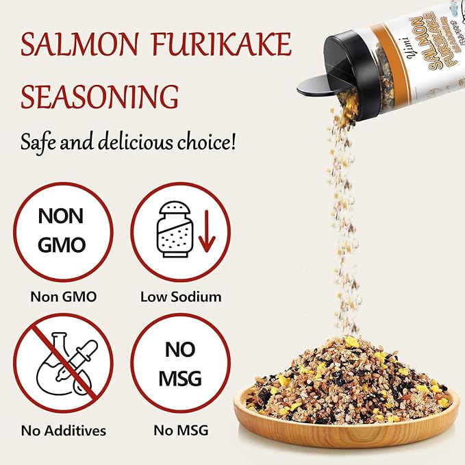 Yimi Salmon Furikake Seasoning, Rice Topping, Multi-Purpose Japanese Seasoning, No Additives or Artificial Colors, Ideal for Rice, Sushi, Salad, 5.5Oz