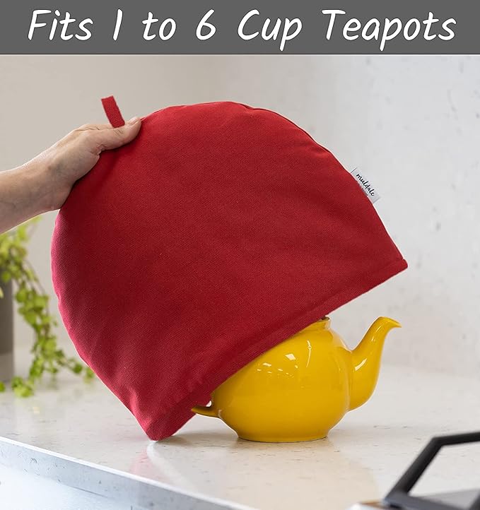 Muldale Large Tea Cozy for Teapot Insulated - Jubilee Red - 100% Cotton Extra Thick Wadding - Designed in England - Tea Cozies Covers Fit 1 to 6 Cup