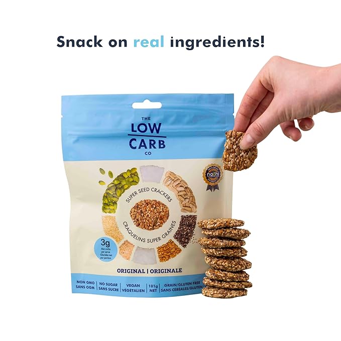 Super Seed Crackers, Gluten Free & Keto Friendly Healthy Snacks, Vegan, Zero Sugar, Paleo & Diabetic Friendly, Nut Free, 20g High Protein, 18g High Fiber, 3.56oz Each, 3-Pack, Original