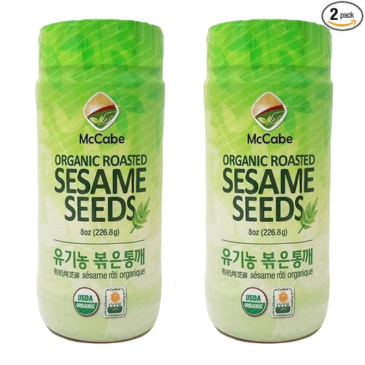 McCabe Organic Roasted Sesame, 8oz (2 Packs), USDA Organic Certified, CCOF Certified Organic, Roasted & Packed in USA