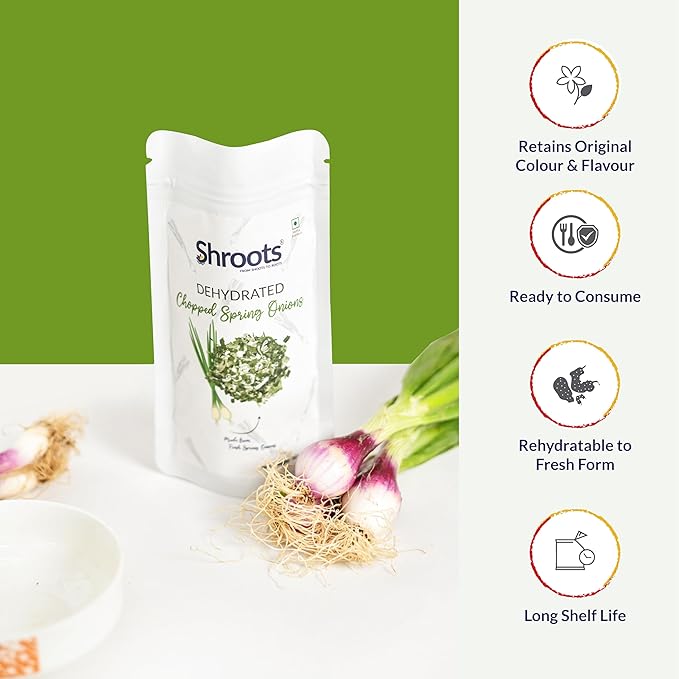 SHROOTS Dehydrated Chopped Spring Onion Flakes Pure Vegetarian No Added Salt Easy Cooking Essential - 0.71 oz, Pack of 1