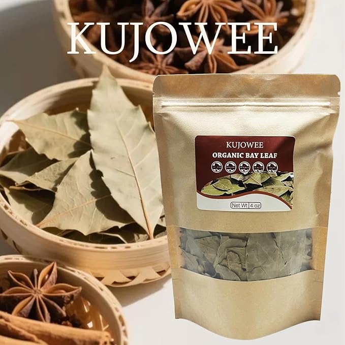 Kujowee 2 oz Organic Dried Bay Leaves Bay Leaves Whole Suitable for Cooking Non GMO Vegan