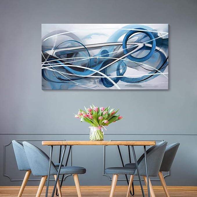 YDYSUNE Blue Abstract Wall Art Modern Canvas Wall Paintings Abstract Artwork for Living Room Pictures for Bedroom Wall Decor Office Home Decor 24횞48IN