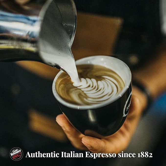 Caffe Vergnano 1882 Espresso Whole Bean Arabica Roast Coffee, 2.2 lb bag - Italian Medium Roast Coffee Beans with notes of Chocolate, Nuts & Caramel, Intensity 7/10-1000g Bag