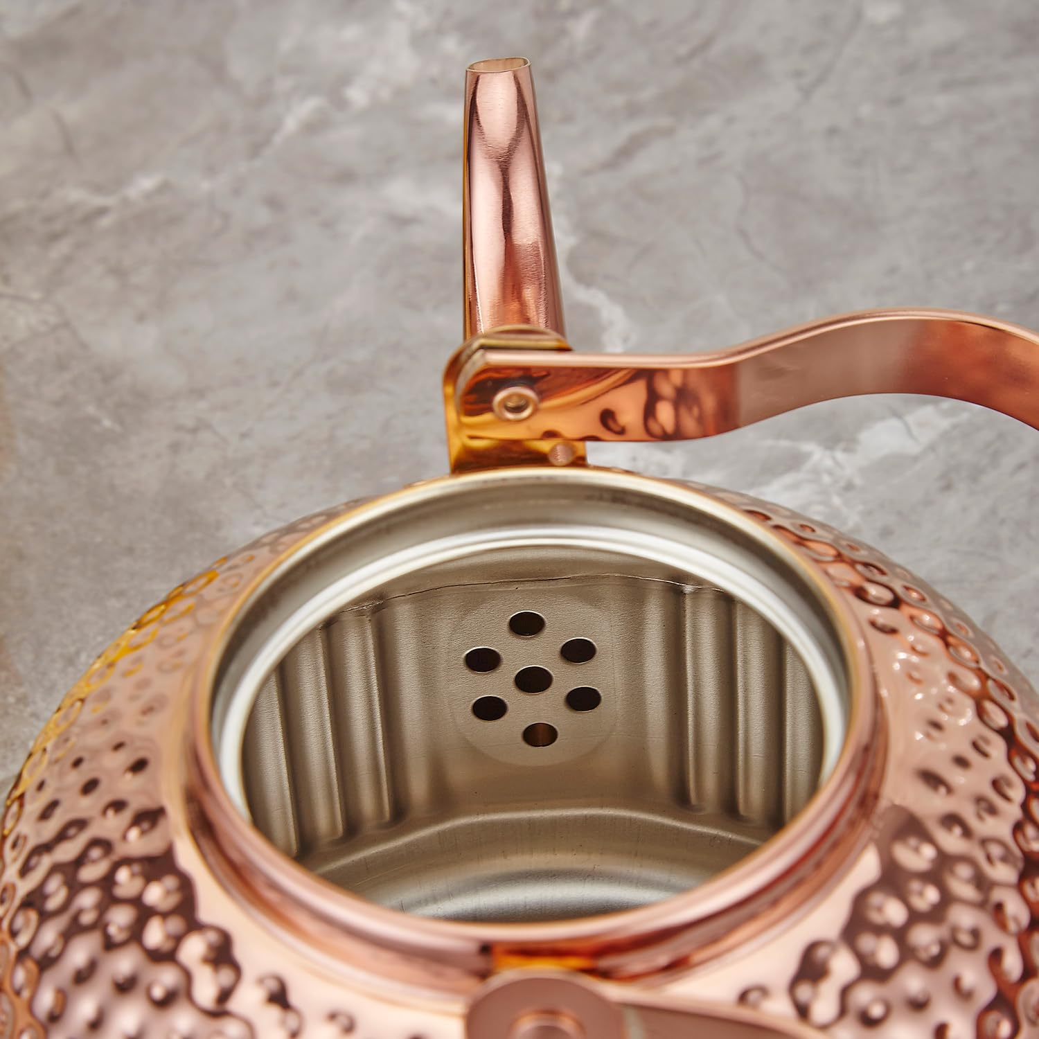 SANQIAHOME Antique 1.4L (45 Oz) Stainless Steel Teapot with Infuser Copper