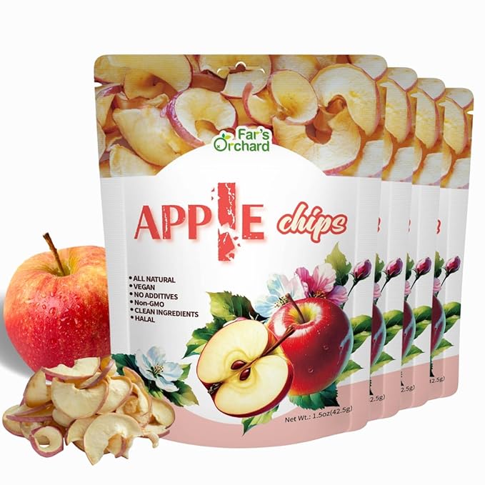 Far's Orchard Apple?츮hips ??4?츿ack (1.5?칚z Resealable Bags), Crunchy Dried Fruit Snack, Vegan, Non?멒MO, No Additives