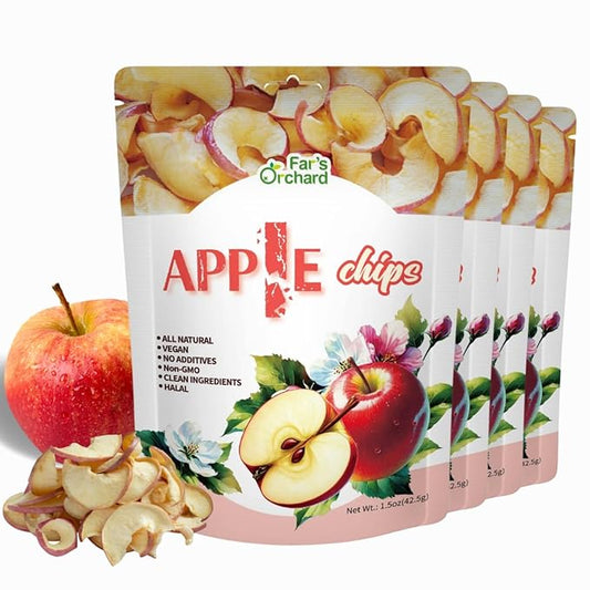 Far's Orchard Apple?츮hips ??4?츿ack (1.5?칚z Resealable Bags), Crunchy Dried Fruit Snack, Vegan, Non?멒MO, No Additives