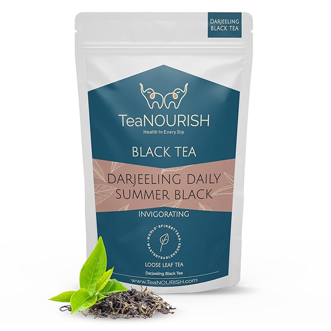 TeaNOURISH Darjeeling Daily Summer Black Tea | Original English Breakfast Tea | Energizing & Aromatic Loose Leaf Tea | Freshly Sourced Direct From Origin - 3.53oz/100g (Pack of 2)