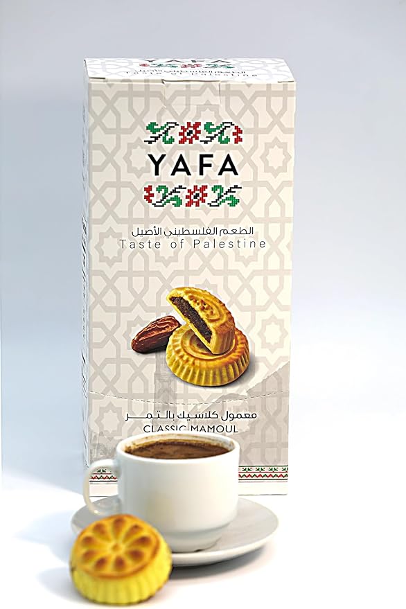 YAFA Mamoul Shortbread Cookies, 14 Pieces, Middle Eastern Date Filled, Halal, 450g