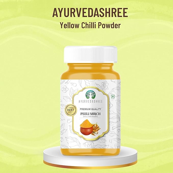 AYURVEDASHREE Yellow Chilli Powder (Pili Mirchi) 100gm PET Jar ~ All Natural | Vegan | Gluten Friendly | NON-GMO | Indian Spice.