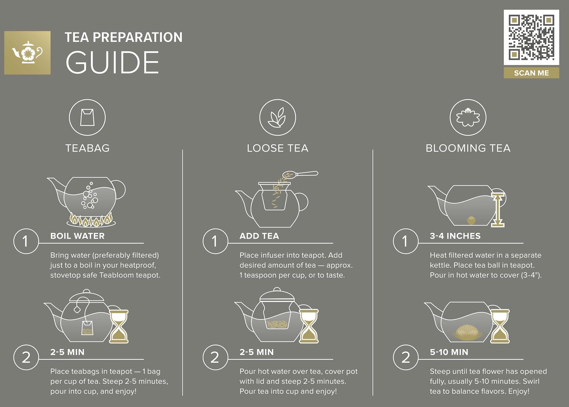 Teabloom Stovetop & Microwave Safe Glass Teapot with Removable Loose Tea Glass Infuser – Includes 2