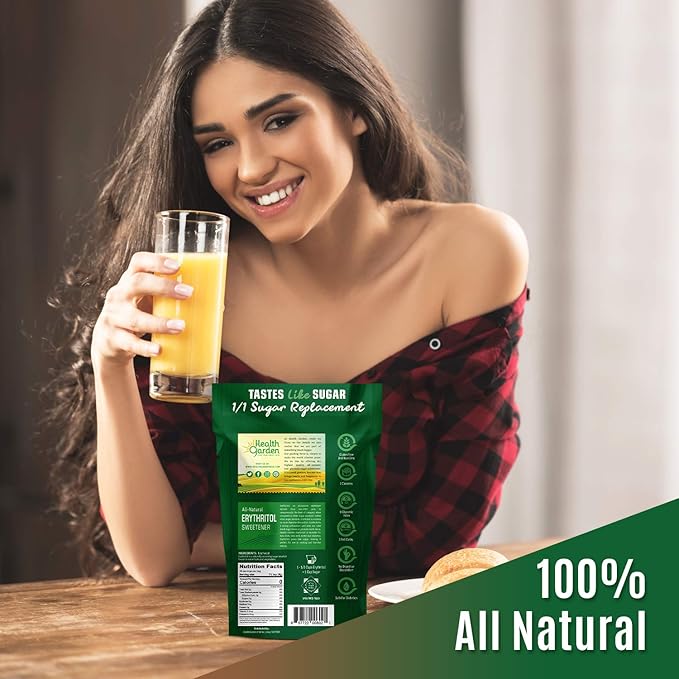 Health Garden Erythritol Sweetener - Non GMO - Gluten Free - Sugar Substitute - Keto Friendly - Tastes Like Sugar (2.5 lbs)