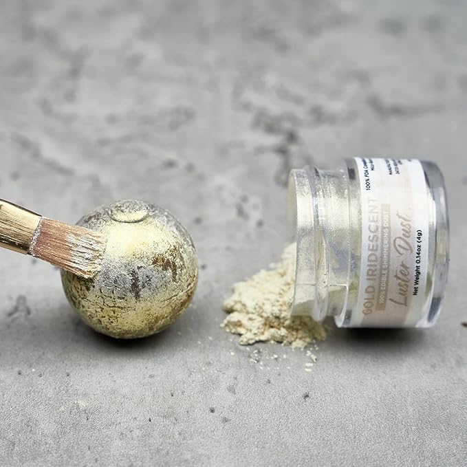 Luster Dust - Gold Iridescent (4g 1x Jar) | Edible Vegan Dust & Paint for Cake Decorating, Ice Cream, Desserts, Cocktails and Beverages by Bakell