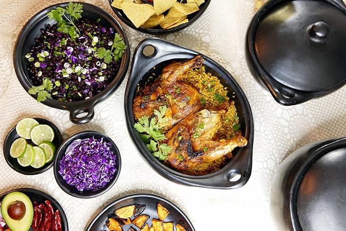Authentic Chamba Casserole - Elegant Handmade Black Clay Cooking Pot with Cover - Perfect for Soups, Stews, Braises & More - Versatile & Durable - Stovetop Safe - 4.5-Quart Pot