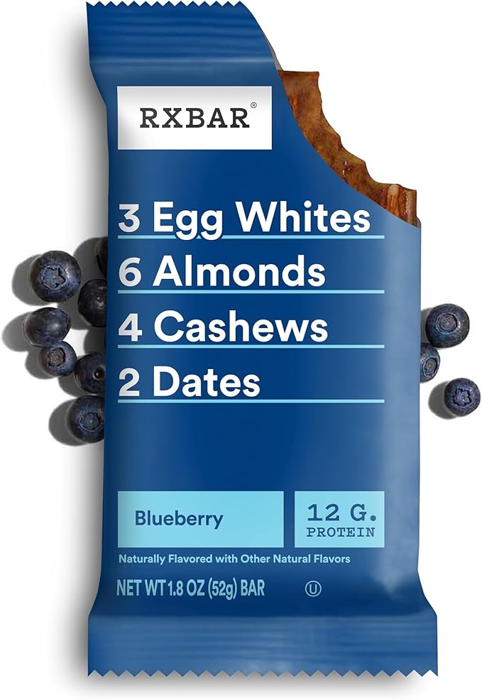 RXBAR Protein Bars, Protein Snack, Snack Bars, Blueberry, 18.3oz Box (10 Bars)