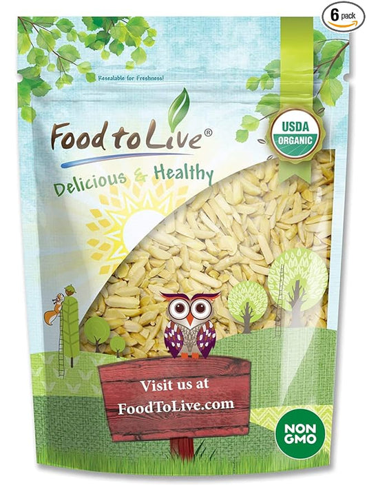 Food to Live Organic Blanched Slivered Almonds, 1 Pound – Non-GMO, Raw, Unpasteurized, Unsalted, Vegan, Keto, Paleo, Kosher, High in Protein, Dietary Fiber. for Cooking, Baking, Salads and Cereals