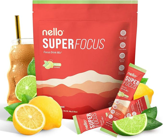 SuperFocus Mojito ??Nootropic Focus Drink Mix, 20 On-The-Go Packets, Alpha GPC, Lion?™s Mane