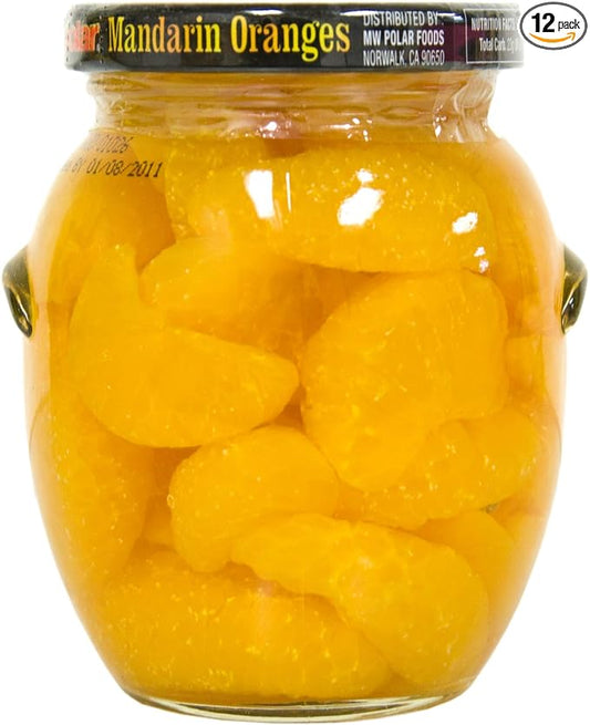 MW Polar Mandarin Orange Segments in Light Syrup, glass jar 10oz (Pack of 12)