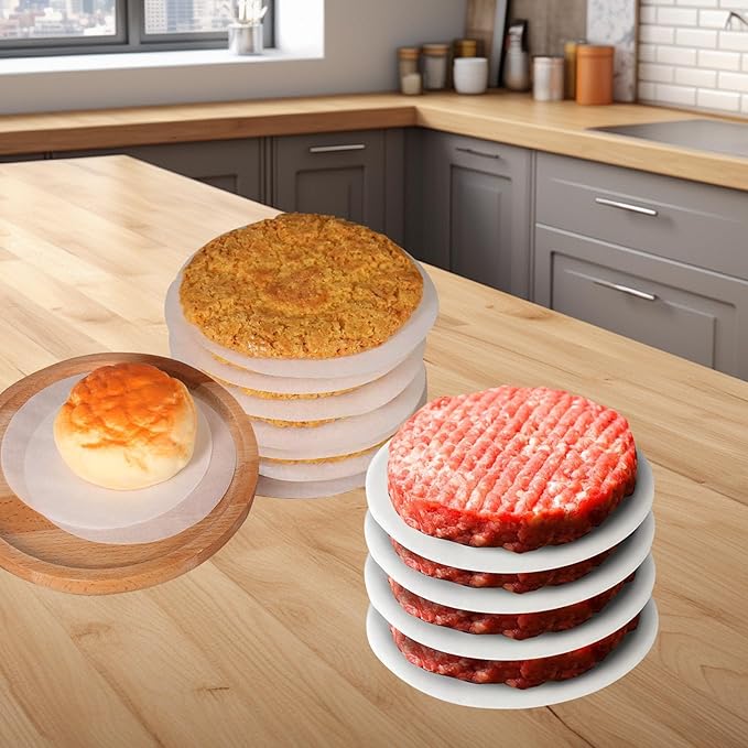 500 Pcs 4 Inch/10 Cm Parchment Paper Rounds ??Non-Stick, Heat Resistant Baking Sheets for Burgers, Cakes & Separating Frozen Patties