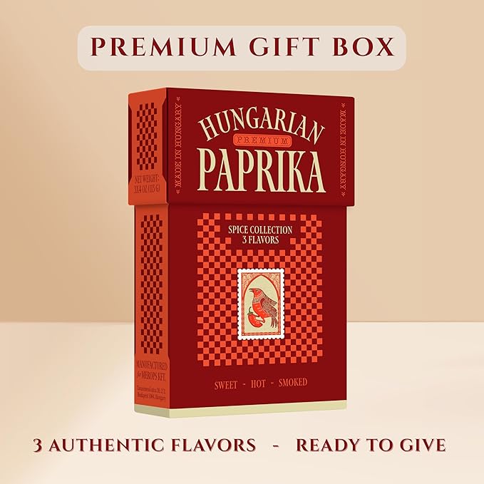 Premium Hungarian Paprika Spice Collection GIFT SET ??Sweet, Smoked & Hot (3 x 4 oz) - Five Traditional Hungarian Recipe Cards ??Non-GMO ??Authentic Seasoning Spice in Resealable Bags by MEROPS