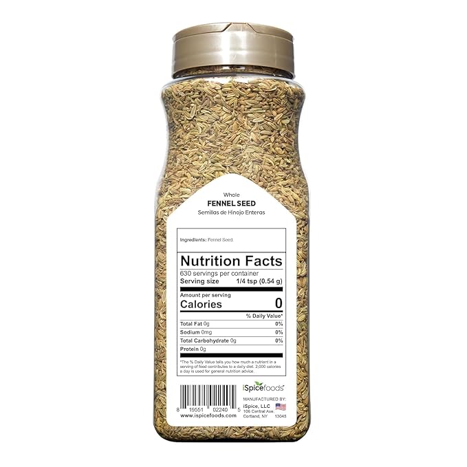 iSpice | Fennel Seed | Bulk Size | Gourmet Spice | Kosher (12 OZ, Whole Fennel Seed)