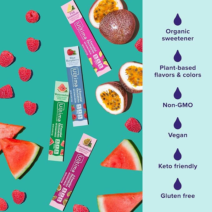 Ultima Replenisher Daily Electrolyte Powder Drink Mix ??Sugar Free ??Tropical Variety, 20 Stickpacks ??Hydration Packets with 6 Electrolytes and Minerals ??Keto Friendly, Non-GMO