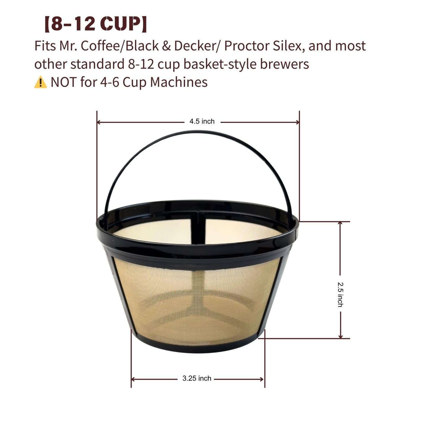Tronmei 8-12 Cup Reusable Coffee Filter for Mr. Coffee Black+Decker