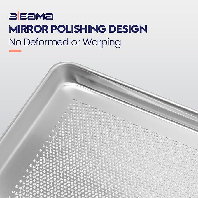 6 Pack Half Size 18" x 13" Aluminum Baking Sheet Pan Perforated, Commercial Bakery Equipment Cookie Sheets, NSF Approved Baking Tray
