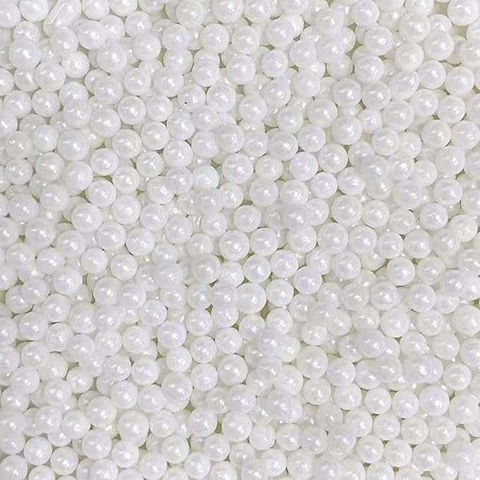 Sentovac 4mm White Pearl Sprinkles Edible Cake Decorating Sugar Candy Cookie Cake Cupcake Topper Ice Cream Baking Decorations Halloween Christmas Valentines Wedding Supplies