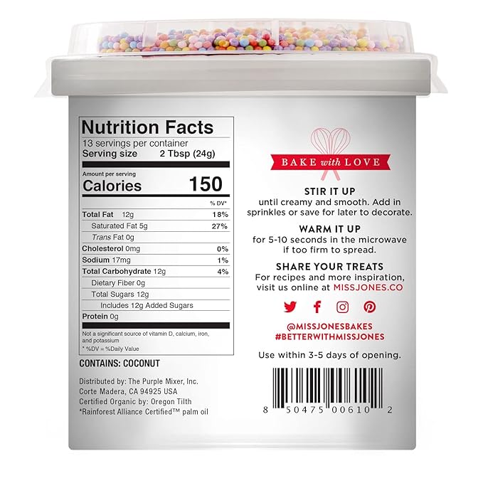 Miss Jones Baking Co. Confetti Pop Vegan Frosting, 11.98 Ounce