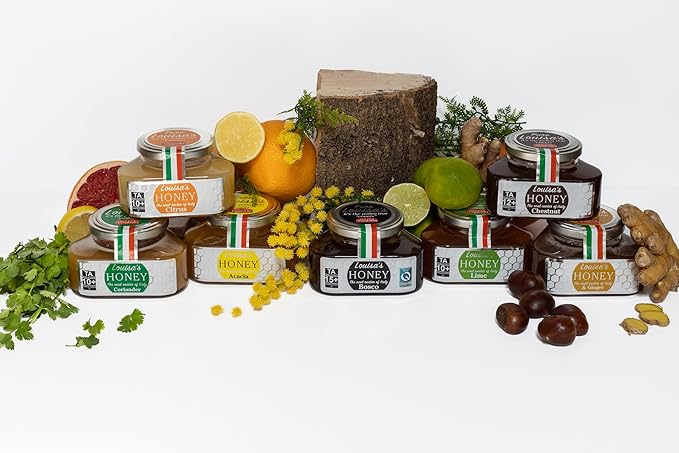 Louisa's Acacia Ginger Honey | Multi-Award-Winning Italian Raw & Pure Honey | Natural Root Ginger Infusion | GMO, Gluten & Allergen Free | Immune Boosting | 350g