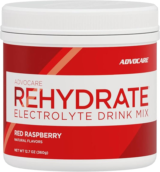 AdvoCare Rehydrate Electrolyte Drink Mix - Hydration & Recovery Drink with Sodium, Potassium & More - Red Raspberry, 12.7 oz
