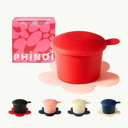 ??Vietnamese Coffee Dripper ??MIX COLORS ??Pour Over Coffee Maker with Flower Design ??Reusable Coffee Filter for Sustainable Brewing (Red + Pink)
