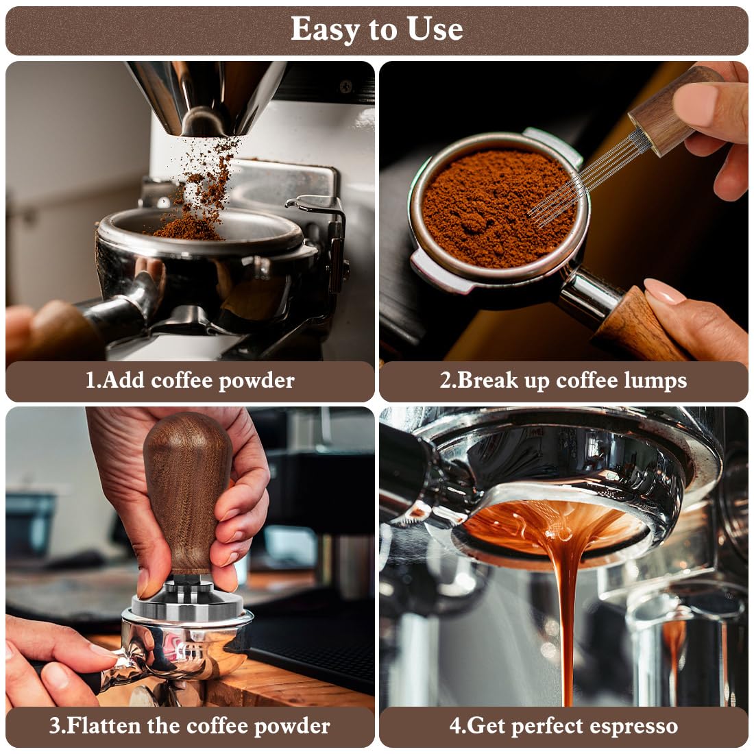 Y-Step 51mm Espresso Tamper Set, 30 lb Consistent Pressure Calibrated Coffee Tamper with Spring