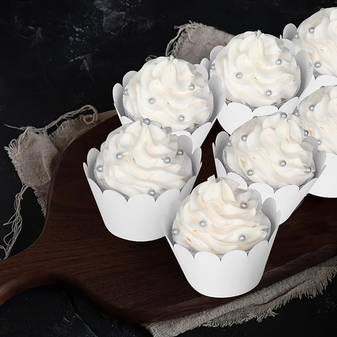 KPOSIYA Set of 100 Artistic Bake Cake Cups Filigree Little Vine Lace Laser Cut Cupcake Wrapper Liner Baking Cup Muffin CaseTrays for Wedding Birthday Party Decoration-Best Kitchen Gift竊늋hiteç«?"<div>