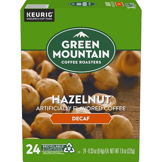 Green Mountain Coffee Roasters Hazelnut Decaf Coffee, Keurig Single-Serve K-Cup pods, Light Roast, 96 Count